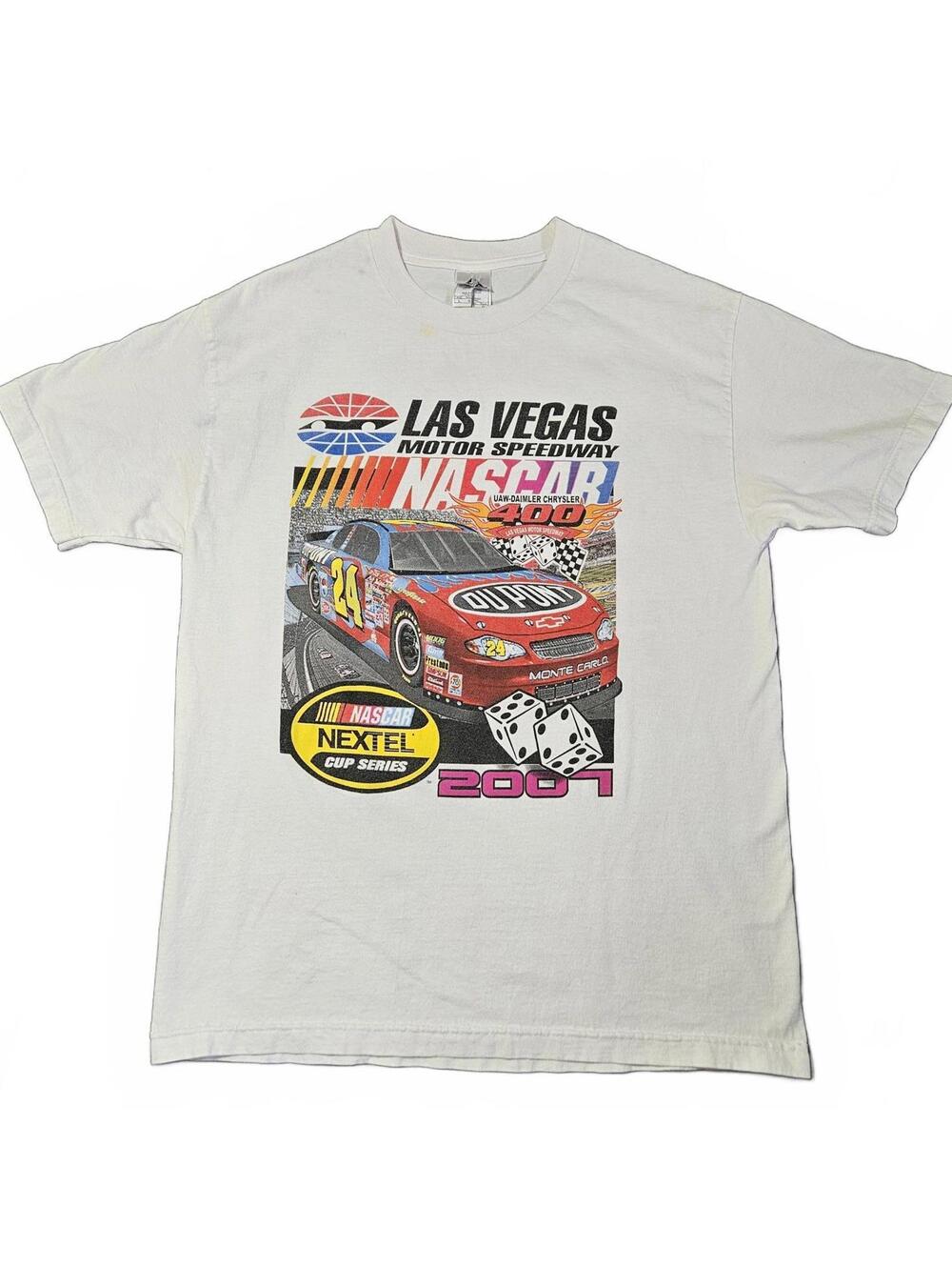 Vintage Y2K Las Vegas 2007 Nascar Motor Speedway 400 Tee T-Shirt Large Racing